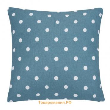 Подушка декоративная на молний Blue polka dot, размер 40х40 см, цвет синий