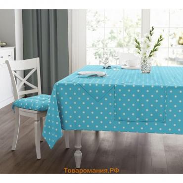 Скатерть Blue polka dot, размер 140х180 см, цвет голубой