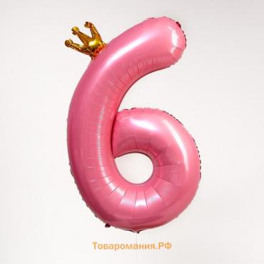 Воздушный шар фольгированный 40" «Цифра 6 с короной»