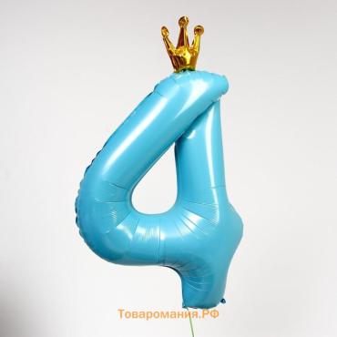 Воздушный шар фольгированный 40" «Цифра 4 с короной»