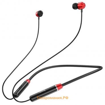 Наушники спортивные беспроводные, Hoco ES53, вакуумные, Bluetooth 5.0, с микрофоном, 100 мАч, красные