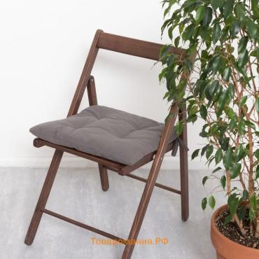 Сидушка на стул  Kitchen 42х42 см, цвет серый, 100% хлопок, саржа 220 г/м2