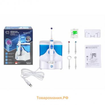 Ирригатор CS Medica AquaPulsar CS-2, 18 Вт, портативный, 2 режима, 5 насадок, 220 В, белый