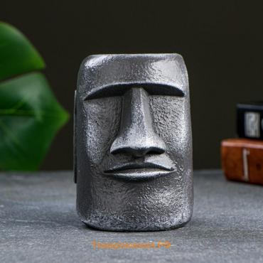 Кашпо - органайзер "Истукан моаи крупный" серый камень, 11см