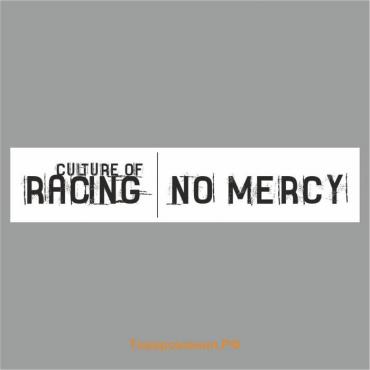Полоса на лобовое стекло "RACING NO MERCY", белая, 1600 х 170 мм