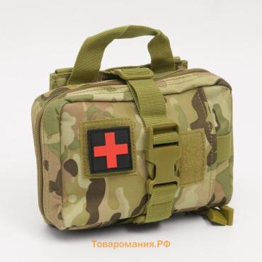 Подсумок медицинский, тактический, отрывной, камуфляж мультикам, 19×15 см