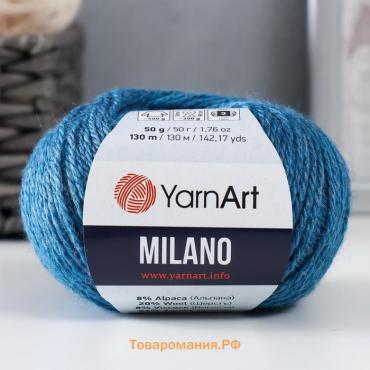 Пряжа "Milano"  8%альпака, 20%шерсть, 8%вискоза, 64%акрил 130м/50гр (876 джинс)