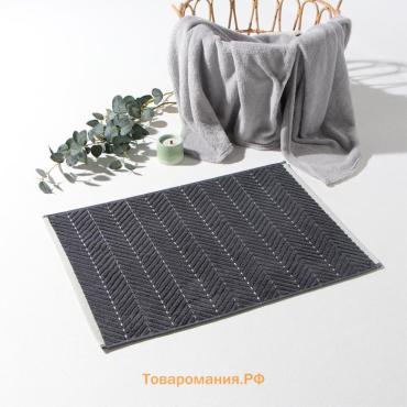 Коврик махровый  Lines, цв. тёмно-серый, 50х70 см, 100% хлопок, 750 г/м2