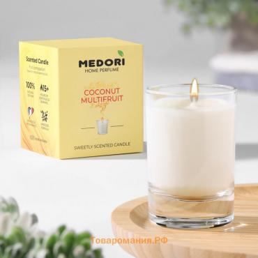 Свеча ароматическая в стакане MEDORI "Coconut Multifruit", кокос и мультифрукт