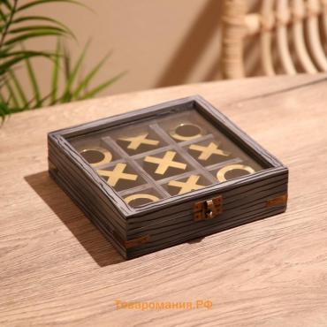 Игра настольная «Крестики-нолики», 18×18 см, манговое дерево, латунь