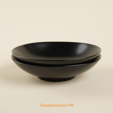 Салатники SL Home «Дарк», 380 мл, d=16.5 см, набор 2 шт., фарфор, чёрные