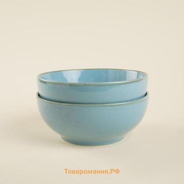 Набор мисок фарфоровых SL Home «Аззура», 1.2 л, d=18.5 см, голубой
