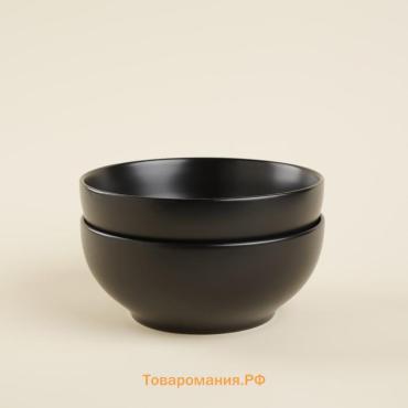 Салатники SL Home «Дарк», 1.2 л, d=18.5 см, набор 2 шт., фарфор, чёрные