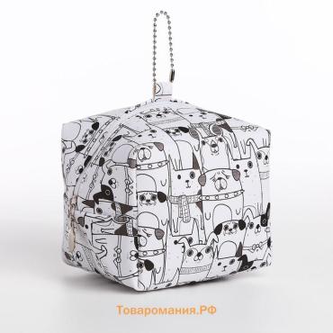 Мини косметичка на молнии подвесная, с принтом «Собаки и кошки», чёрный/белый